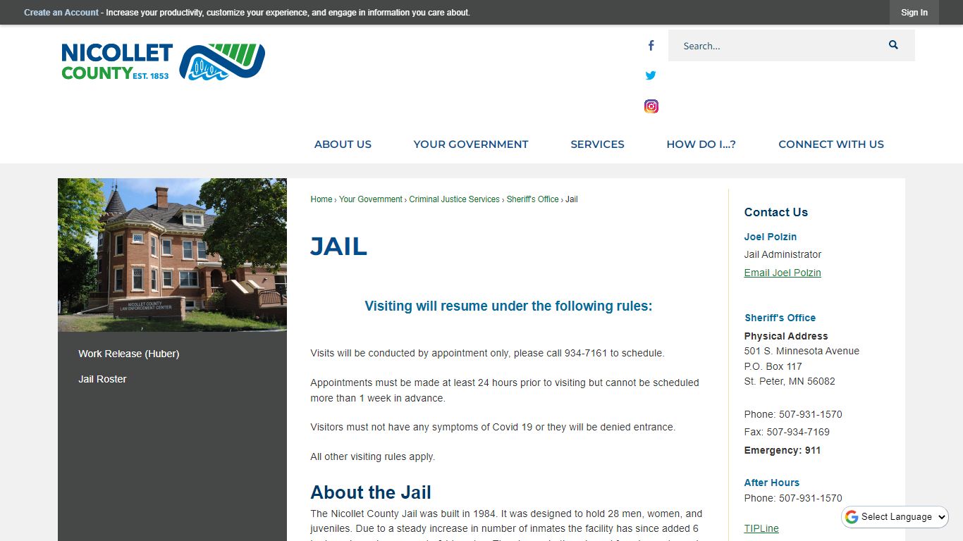 Jail | Nicollet County, MN - Official Website