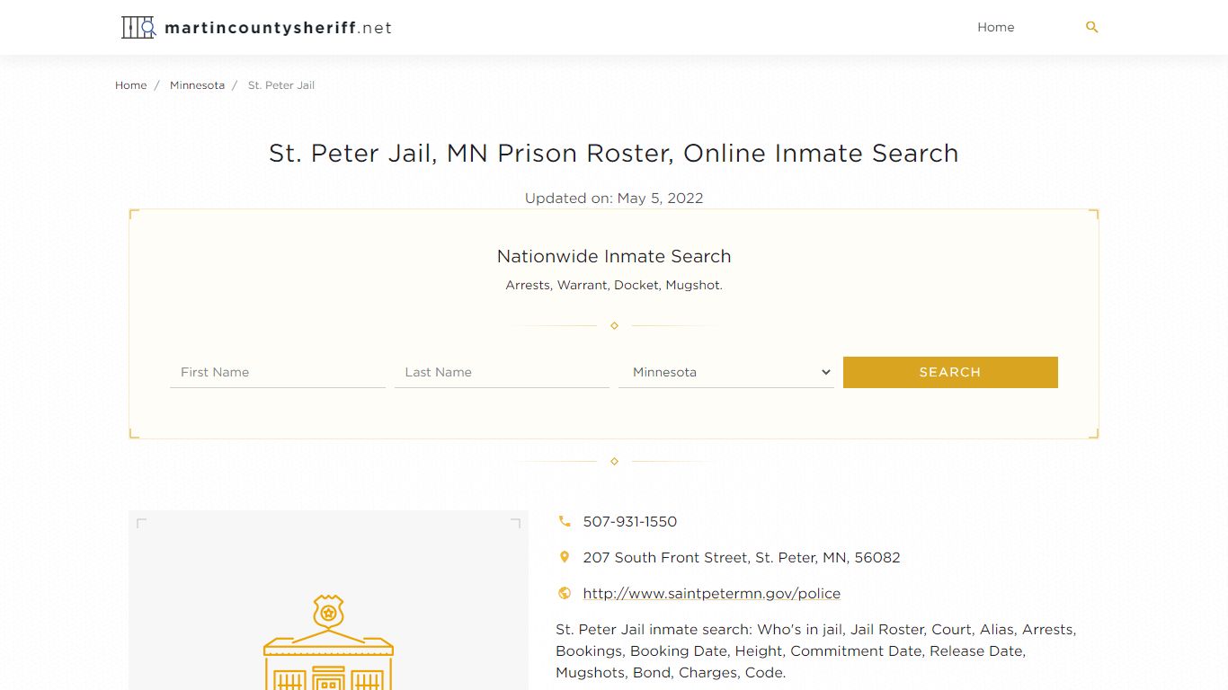 St. Peter Jail, MN Prison Roster, Online Inmate Search ...