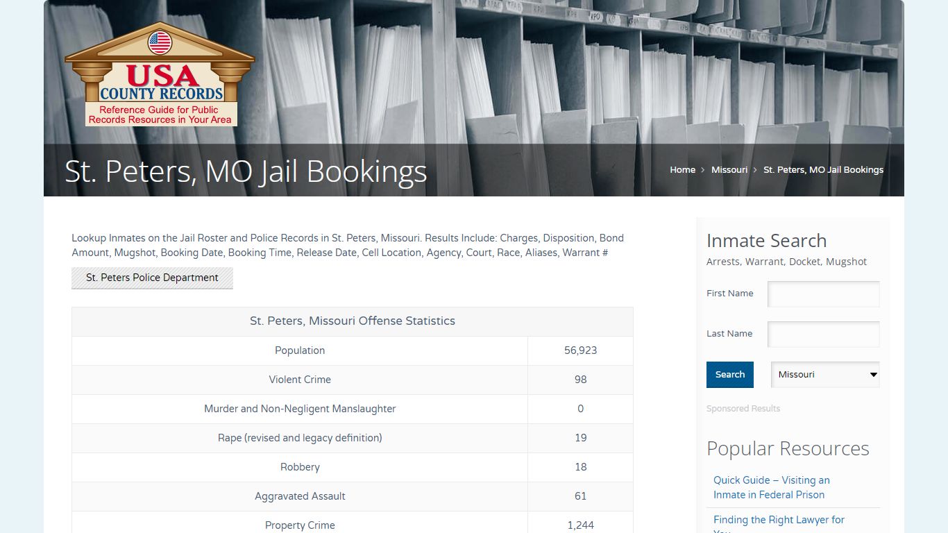 St. Peters, MO Jail Bookings | Name Search